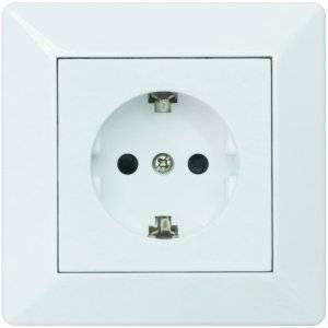 Delta Vägguttag, 1-vägs med jord, Snabbanslutning, RAL 9001