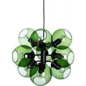 Tage Taklampa Svart Med Gröna Glas