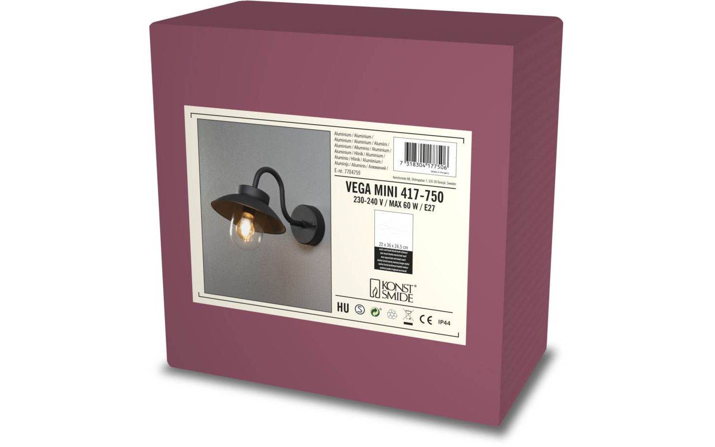 Vega Mini vägglykta svart E27