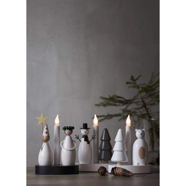 Ljusstake Christmas Joy 21cm Vit