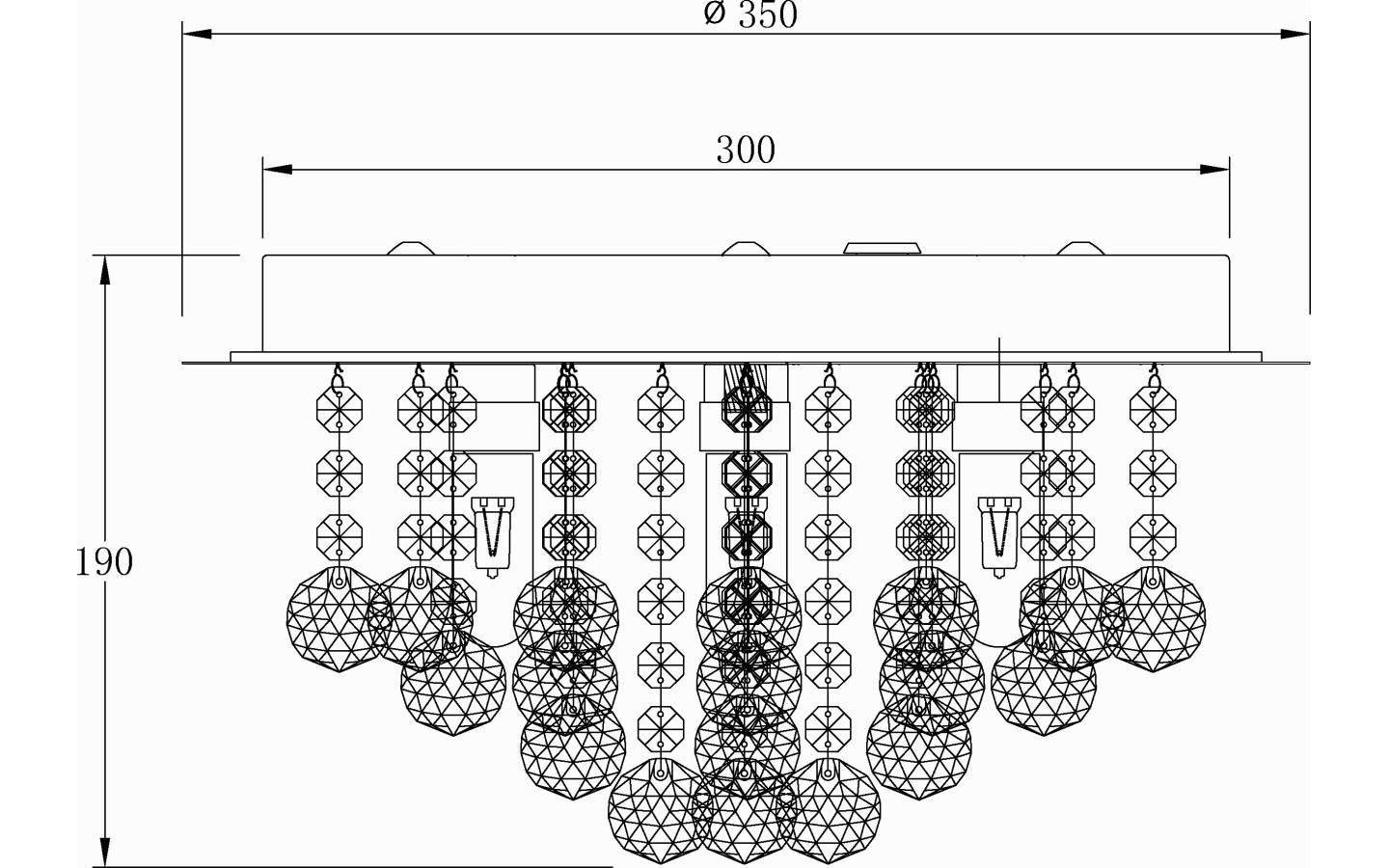 Teresa Kristallplafond 36cm Krom IP44