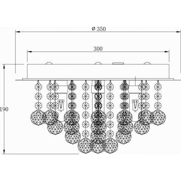 Teresa Kristallplafond 36cm Krom IP44