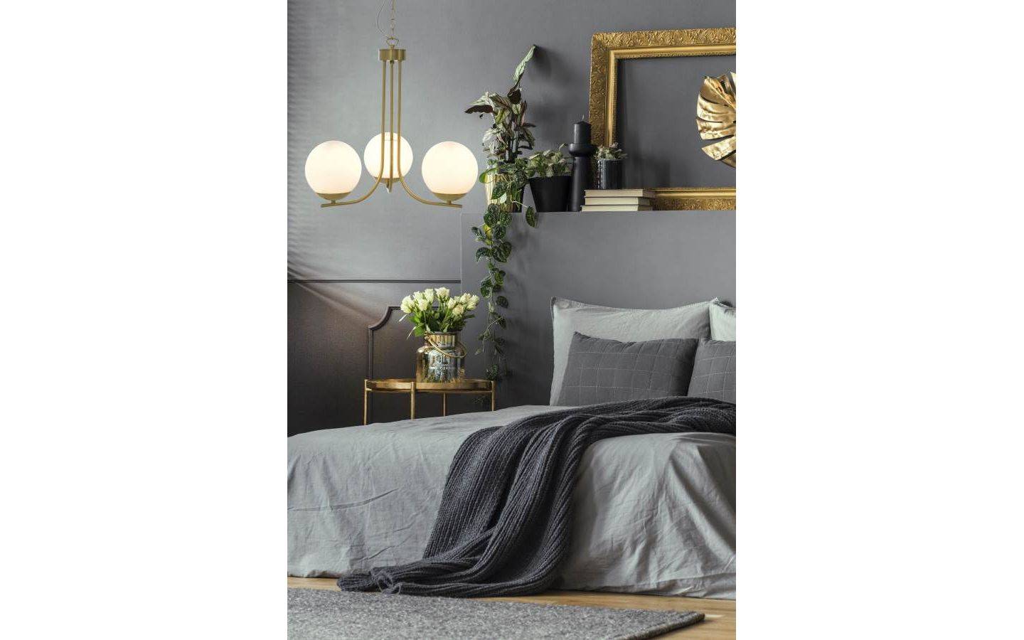 Orfeus Taklampa 44cm Matt Mässing/Opal