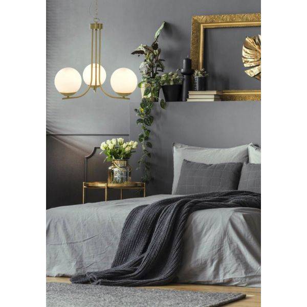 Orfeus Taklampa 44cm Matt Mässing/Opal