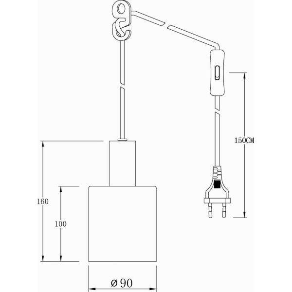 Cylinder Fönsterlampa 9cm Svart/Rök