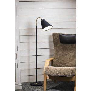 Ljusdal Golvlampa 140cm 1L Svart/Matt Mässing Ex. lampskärm