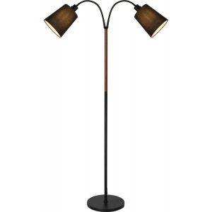 Ljusdal Golvlampa 140cm2L Svart/Valnöt Ink. lampskärmar