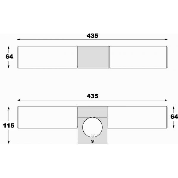 Cosenza Spegelbelysning 44cm med Uttag Matt Mässing IP44 