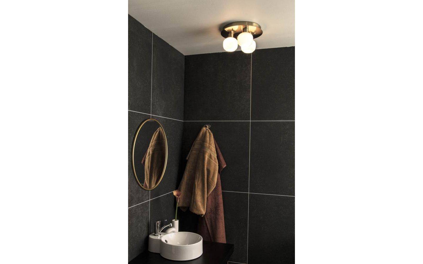 Messina Plafond 28cm Matt Mässing/Opal IP44