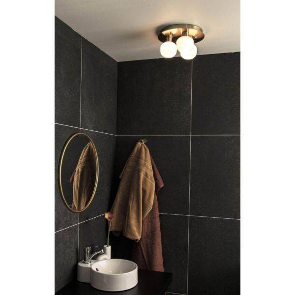 Messina Plafond 28cm Matt Mässing/Opal IP44