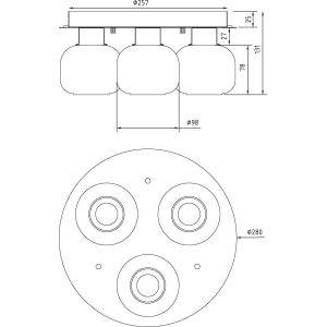 Messina Plafond 28cm Matt Mässing/Opal IP44