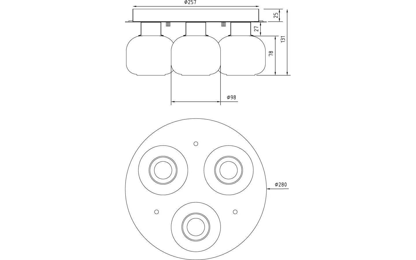 Messina Plafond 28cm Matt Mässing/Opal IP44