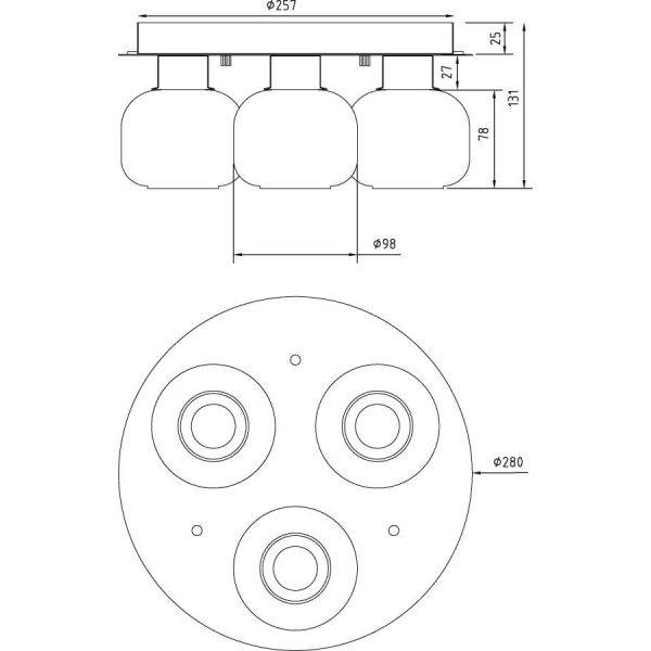 Messina Plafond 28cm Matt Mässing/Opal IP44