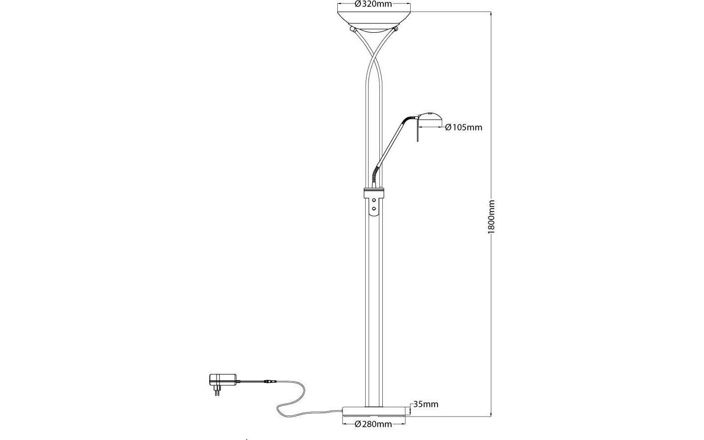Cannes Golvlampa 180cm LED 25W+5W 3000KAntik