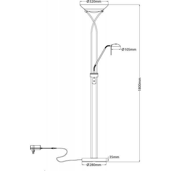 Cannes Golvlampa 180cm LED 25W+5W 3000KAntik