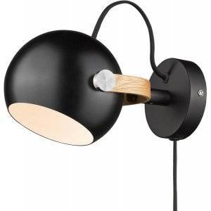 DC Vägglampa Ø12 G9 Svart / Ek