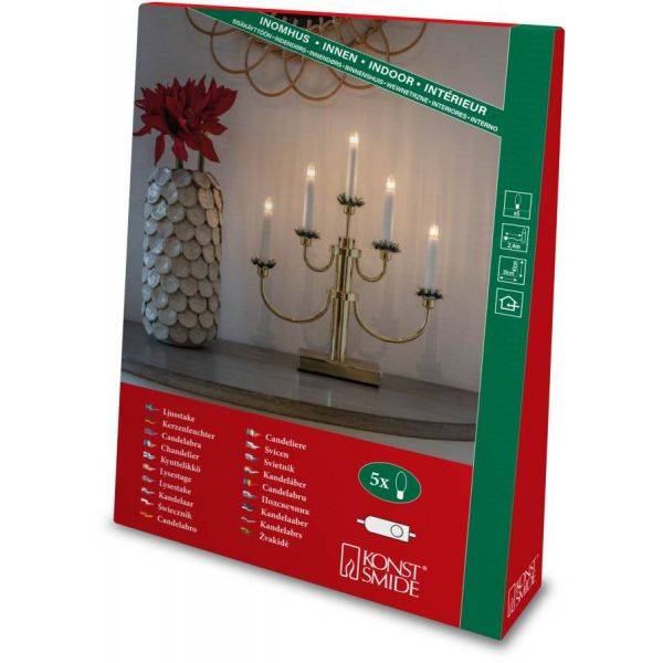 Elljusstake 5 ljus metall förmässingad 24V/IP20