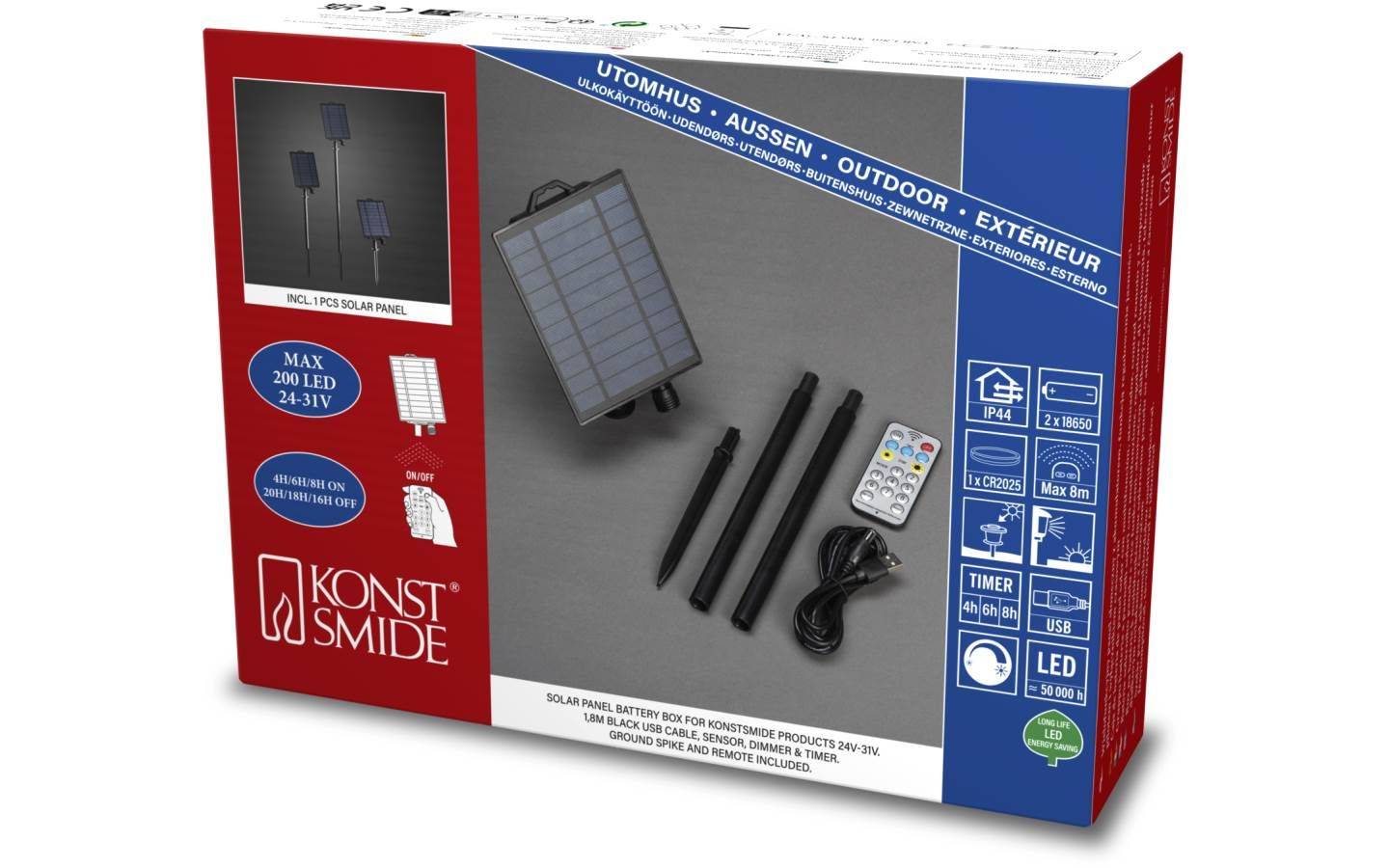 Batteribox med Solpanel. Sensor/ Timer/Dimmer/Multifunktion