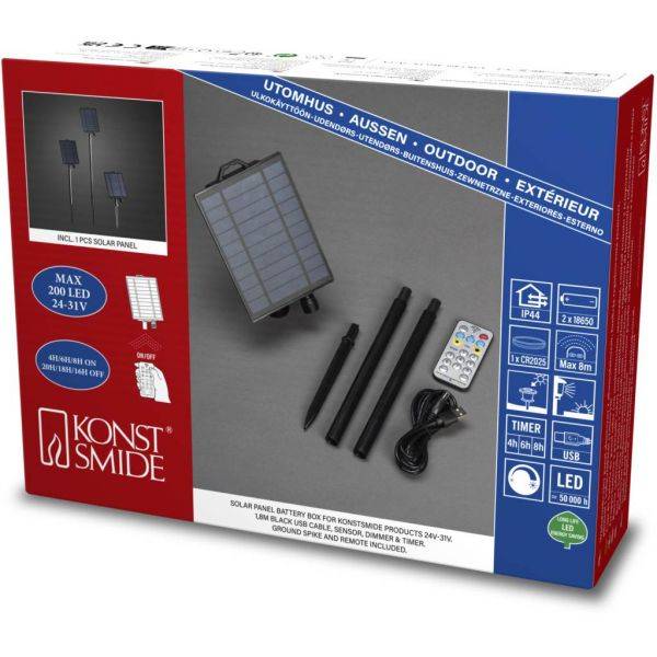 Batteribox med Solpanel. Sensor/ Timer/Dimmer/Multifunktion