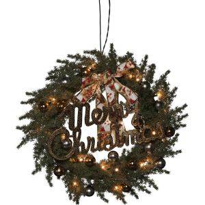 B/O Grankrans 40 cm, 25 amber LED. Timer 9h 4xAA