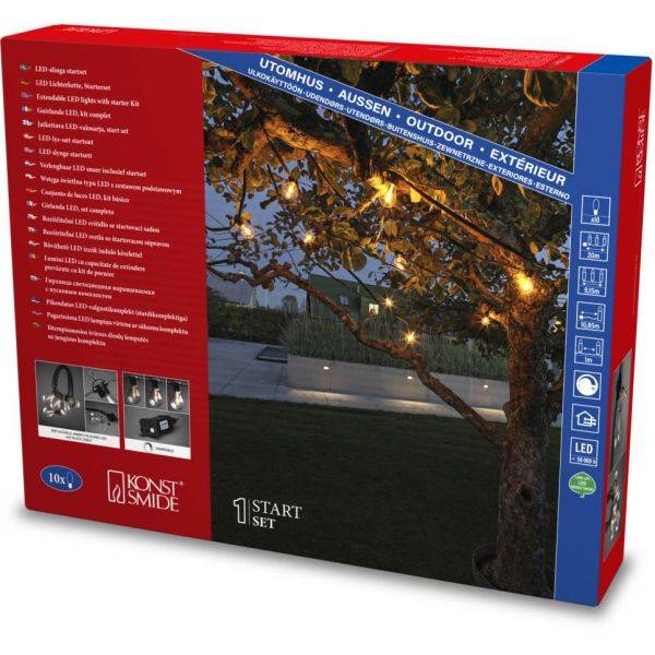 Ljusslinga startset E27 10 amber LED,utbytbar, dim.24V/IP44