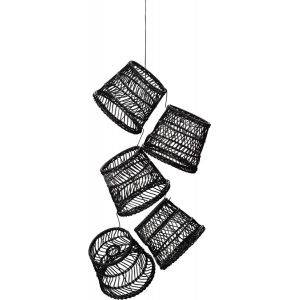 Stor lampskärm, svart rotting. 20x17x15,5 cm. 5 st