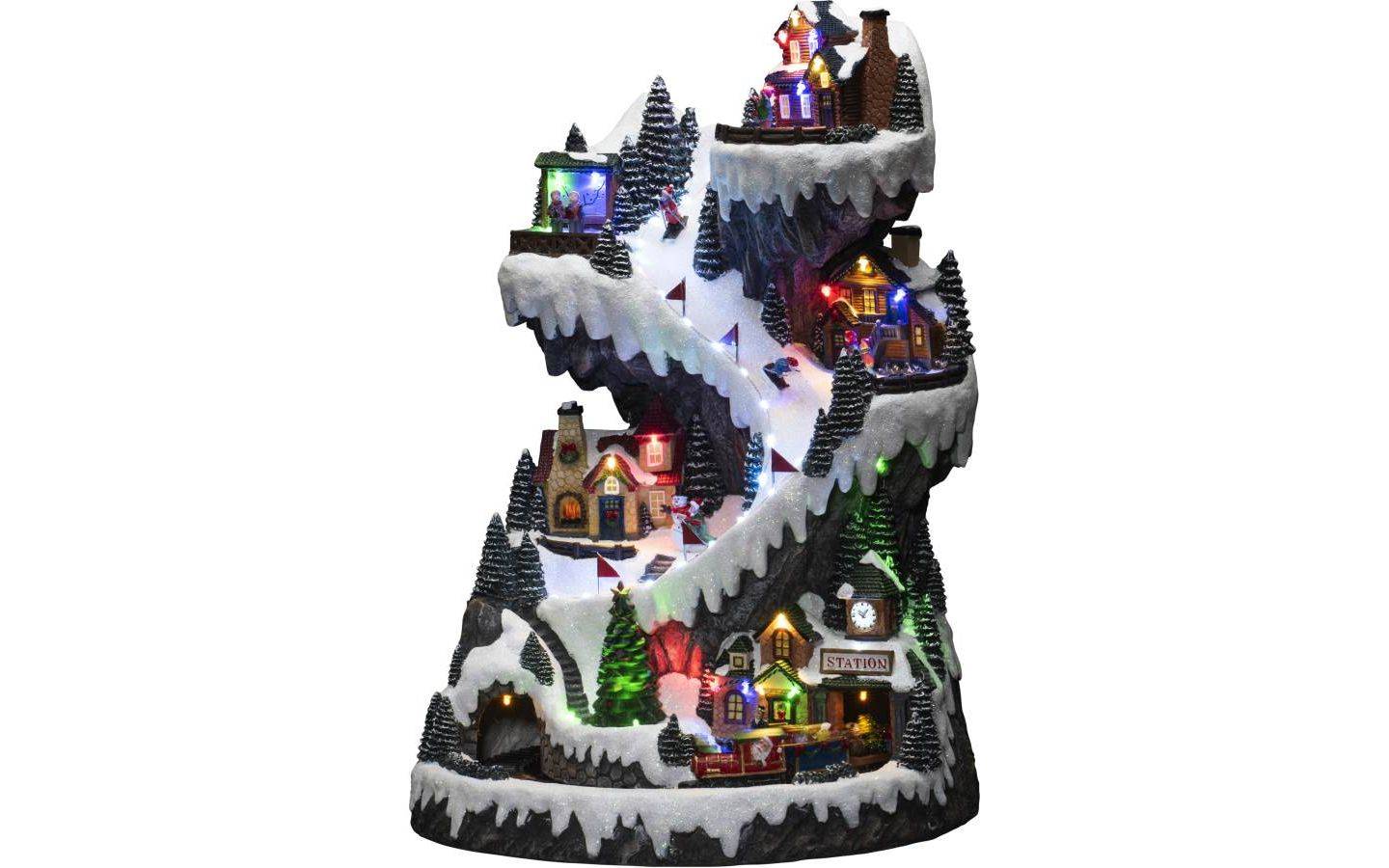 B/O Mekanisk juldekoration, Skidbacke, 53LED, musik 3xAA&USB