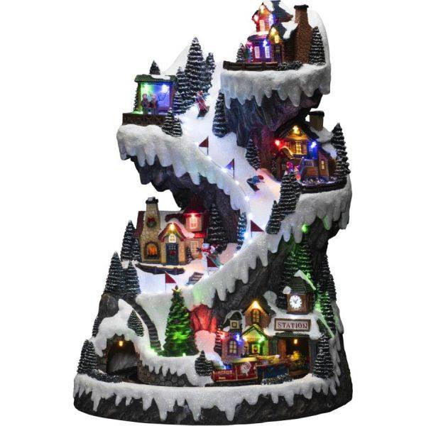 B/O Mekanisk juldekoration, Skidbacke, 53LED, musik 3xAA&USB