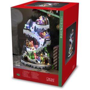 B/O Mekanisk juldekoration, Skidbacke, 53LED, musik 3xAA&USB