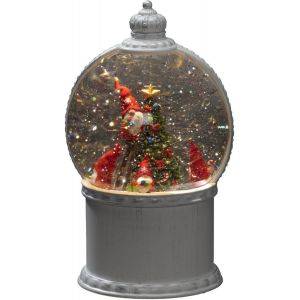 B/O Vattenfylld lykta 4 Tomtar&gran 1 LED. Timer 5h 3xAA&USB