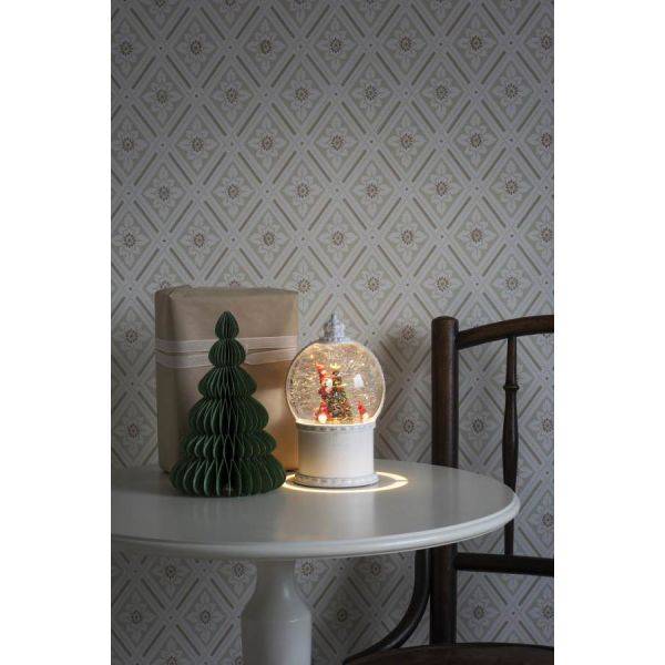 B/O Vattenfylld lykta 4 Tomtar&gran 1 LED. Timer 5h 3xAA&USB