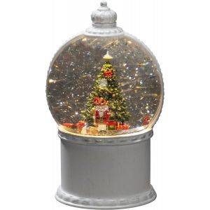 B/O Vattenfylld lykta Tomte&gran 1 LED. Timer 5h 3xAA&USB