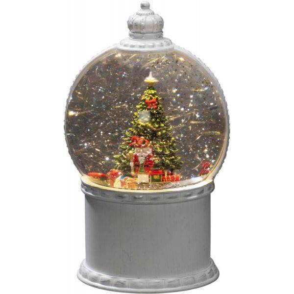 B/O Vattenfylld lykta Tomte&gran 1 LED. Timer 5h 3xAA&USB