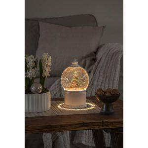 B/O Vattenfylld lykta Tomte&gran 1 LED. Timer 5h 3xAA&USB