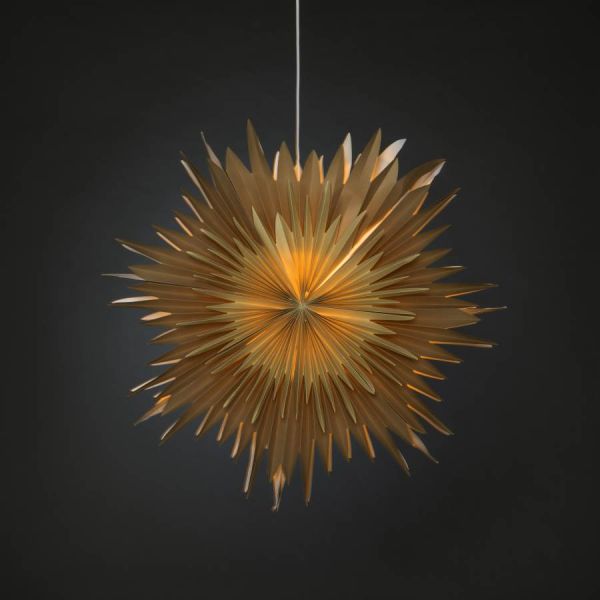 Pappersstjärna hängande greige/brun 80 cm inkl sladdställ