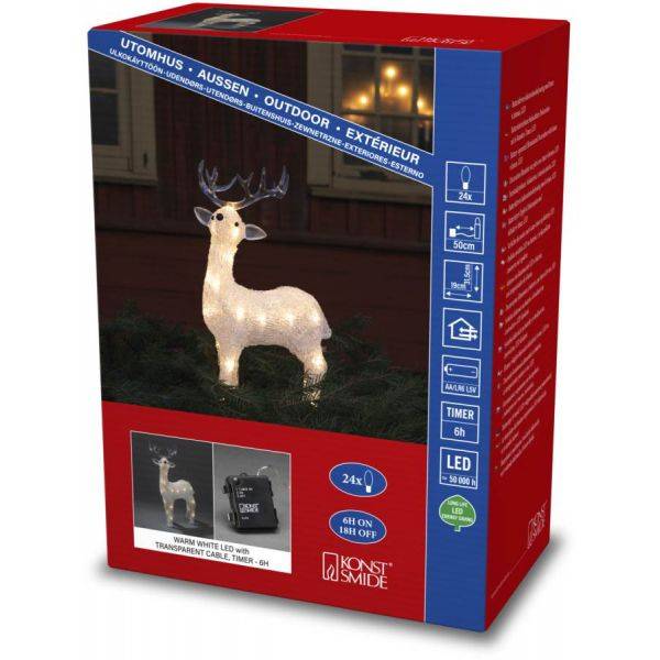 B/O Renakryl 31,5 cm 24 varmvita LED. Timer 6h 4xAA. IP44