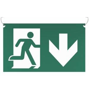 Underhängande piktogram med pil ner