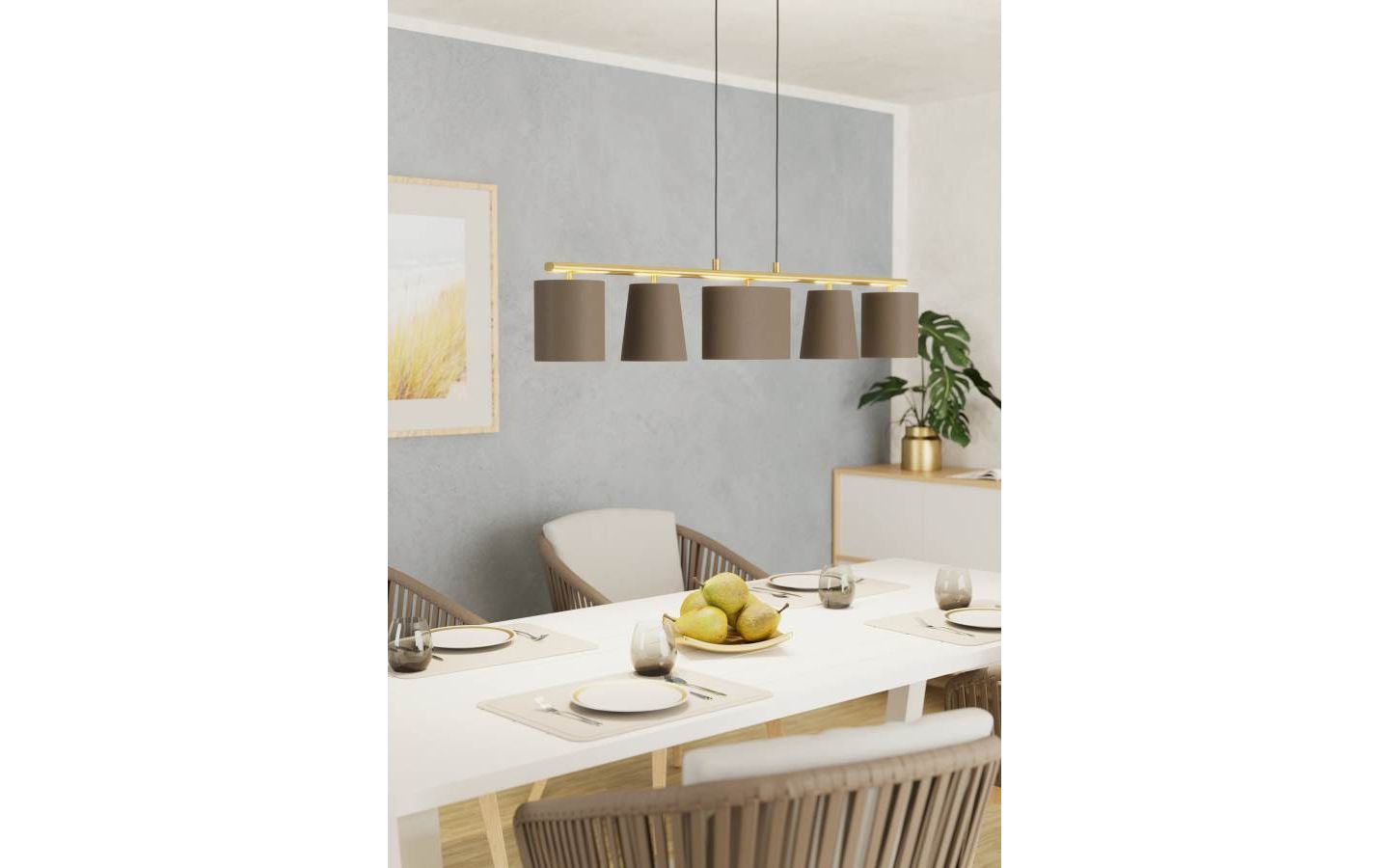 Almeida Taklampa 120cm Cappuccino/Borstad Mässing