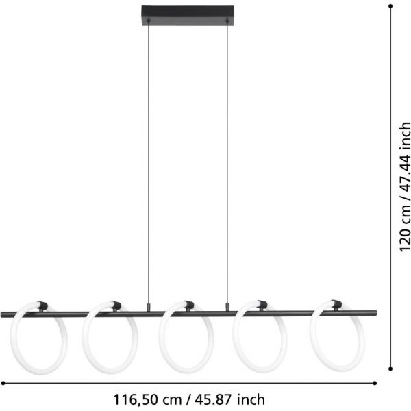 Caranacoa Taklampa 117cm LED 3000K 5x7W Svart