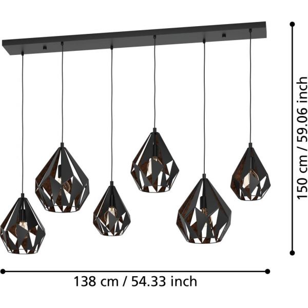 Carlton Taklampa 146cm Svart