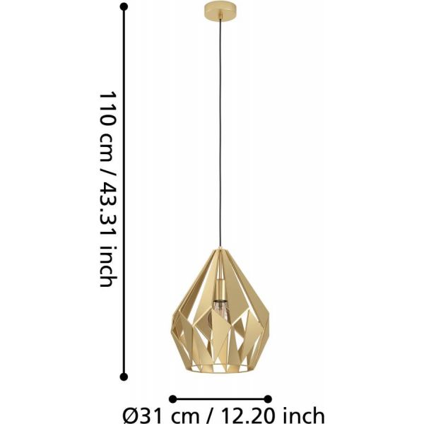 Carlton Taklampa 31cm Guldfärgad