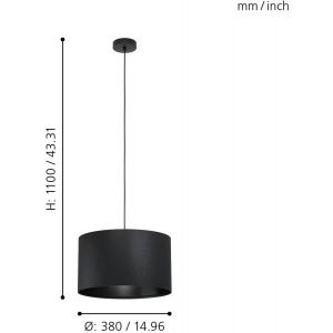 Maserlo 1 Taklampa 38cm Svart