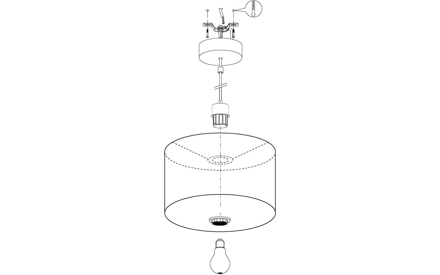 Maserlo 1 Taklampa 38cm Svart