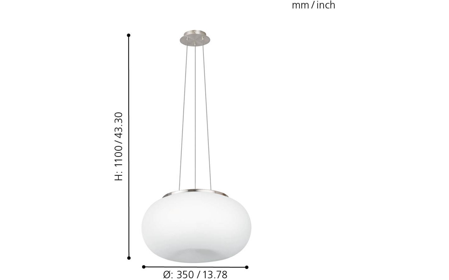Optica Taklampa 35cm Opal/Nickel