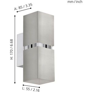 Passa Vägglampa LED 3000K 2x3W Krom/Nickel