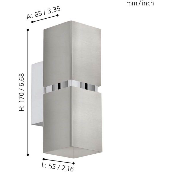 Passa Vägglampa LED 3000K 2x3W Krom/Nickel