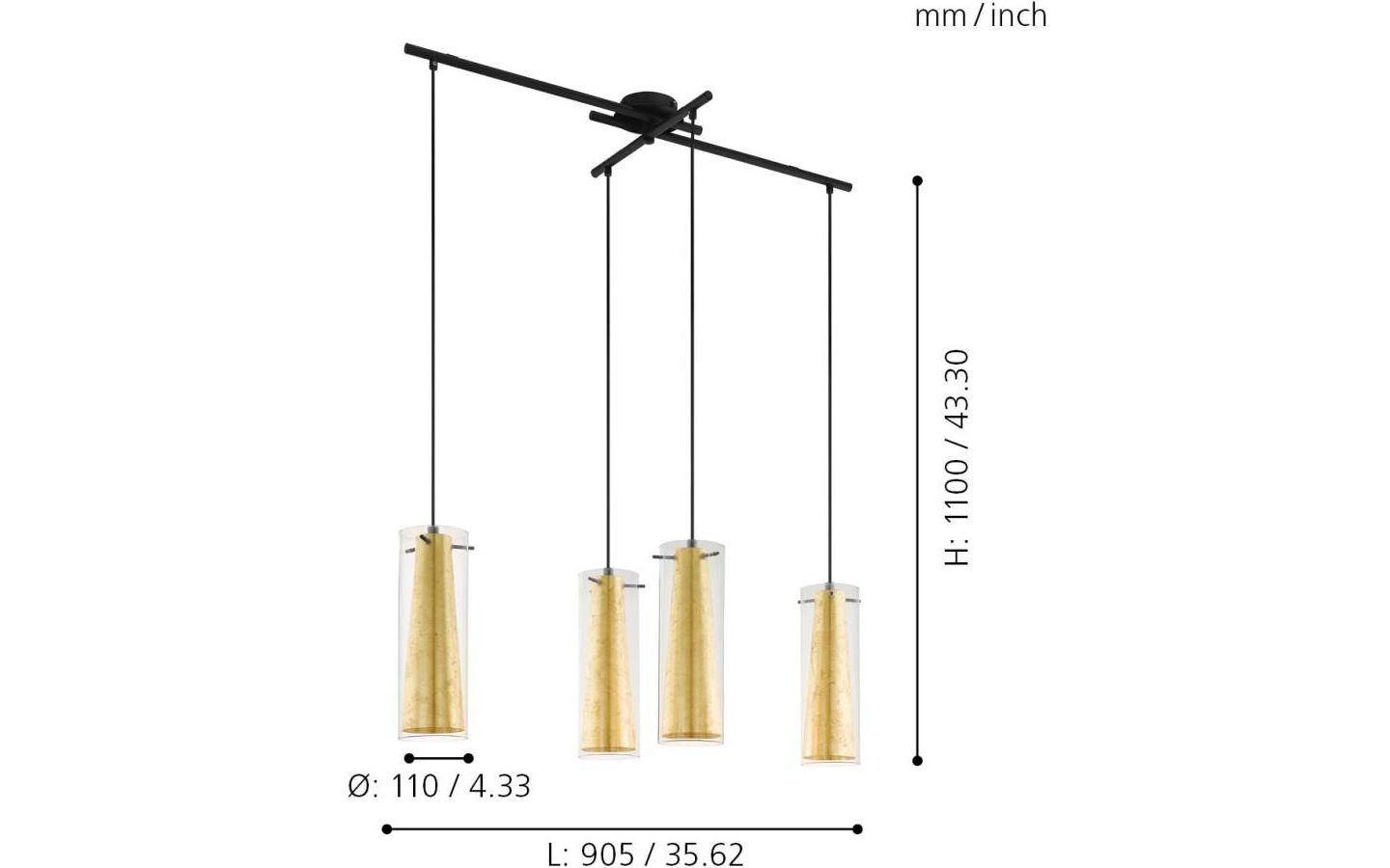 Pinto Gold Taklampa 91cm Guld
