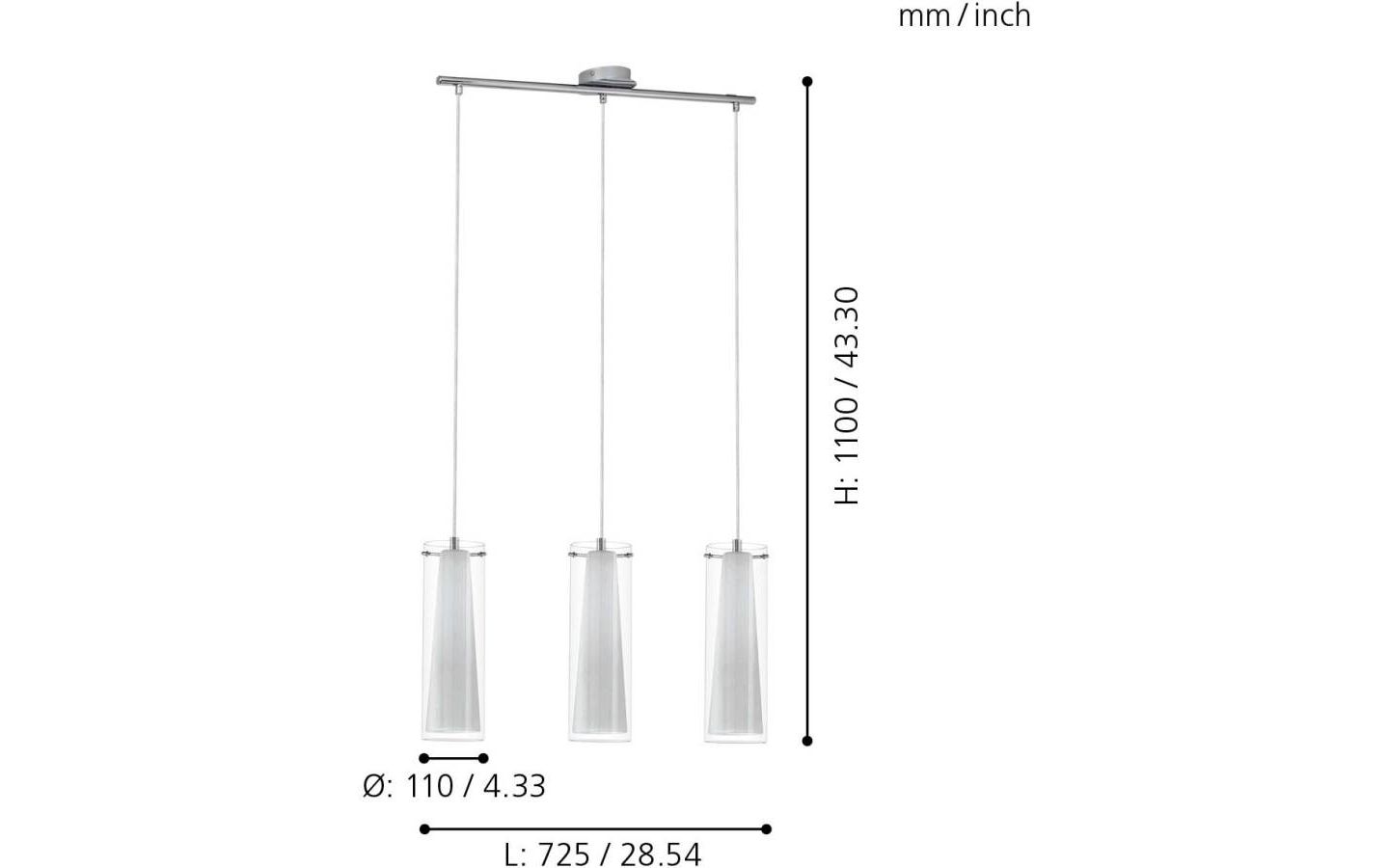 Pinto Taklampa 73cm Vit