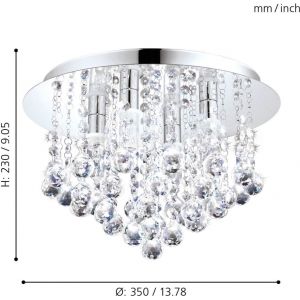Almonte Kristallplafond 35cm G9 LED 3000K 4x3W Krom IP44