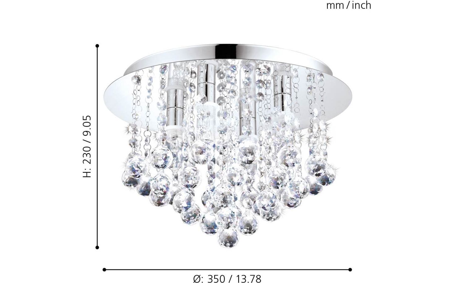 Almonte Kristallplafond 35cm G9 LED 3000K 4x3W Krom IP44